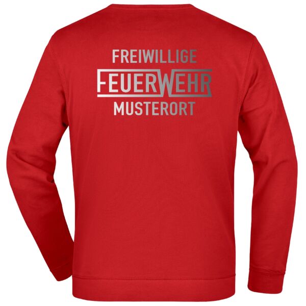 Sweatshirt | Freiwillige Feuerwehr mit Ortsname und Balken Rot