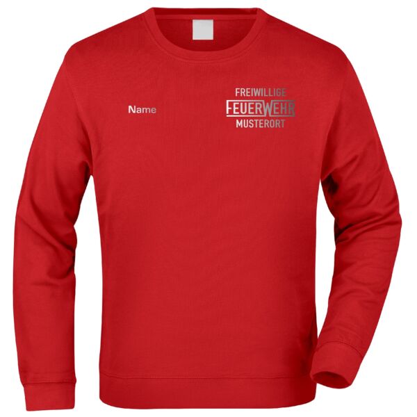 Sweatshirt | Freiwillige Feuerwehr mit Ortsname und Balken Rot