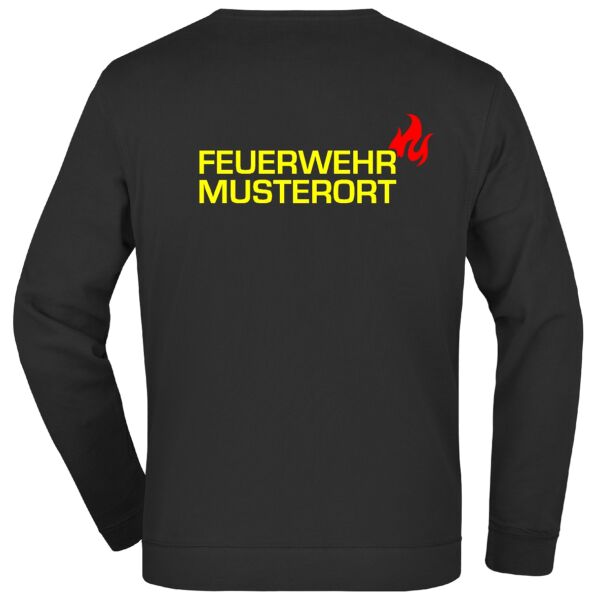 Sweatshirt | Feuerwehr mit Ortsname und Flamme Schwarz