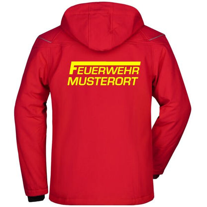 Winter Softshell Jacke | Feuerwehr F Balken mit Ortsnamen Rot