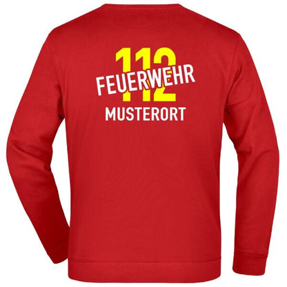 Sweatshirt | Feuerwehr schräg mit Ortsname und 112 Rot