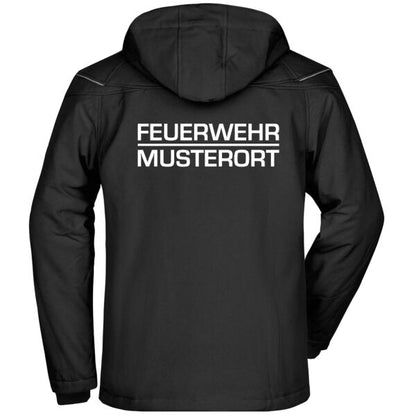 Winter Softshell Jacke | Feuerwehr Balken mit Ortsnamen Schwarz