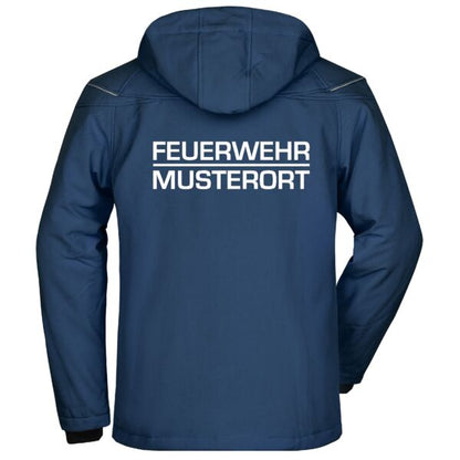 Winter Softshell Jacke | Feuerwehr Balken mit Ortsnamen Navy