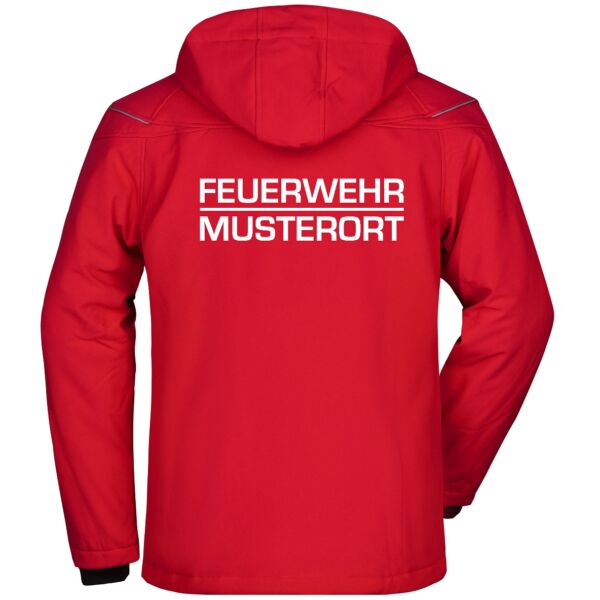 Winter Softshell Jacke | Feuerwehr Balken mit Ortsnamen Rot