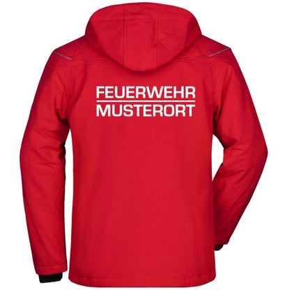 Winter Softshell Jacke | Feuerwehr Balken mit Ortsnamen Rot