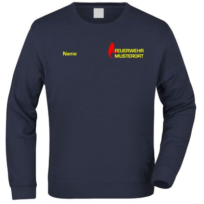 Sweatshirt | Feuerwehr Flammen mit Ortsnamen Navy