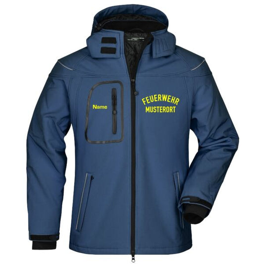 Winter Softshell Jacke | Feuerwehr gebogen mit Ortsnamen Navy