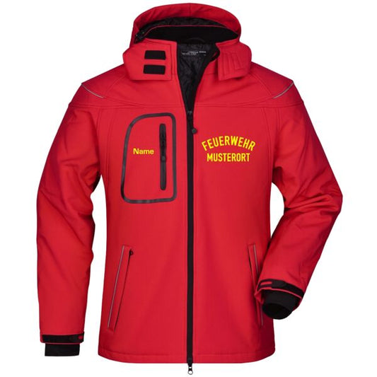 Winter Softshell Jacke | Feuerwehr gebogen mit Ortsnamen Rot