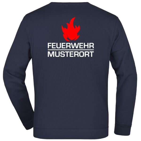 Sweatshirt | Feuerwehr Balken mit Flamme und Ortsname Navy