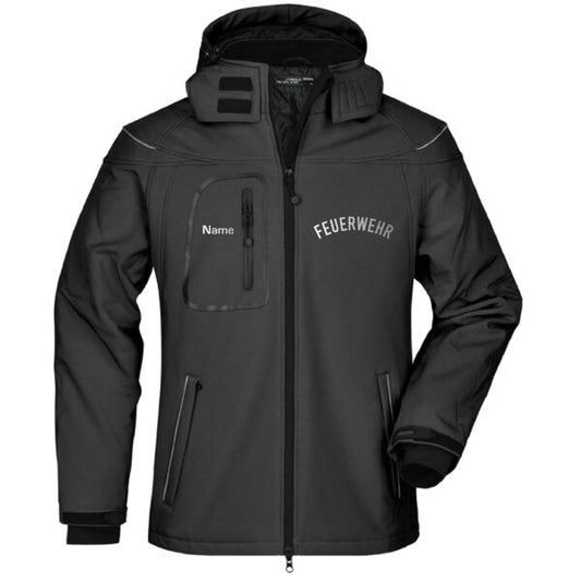 Winter Softshell Jacke | Feuerwehr gebogen Schwarz