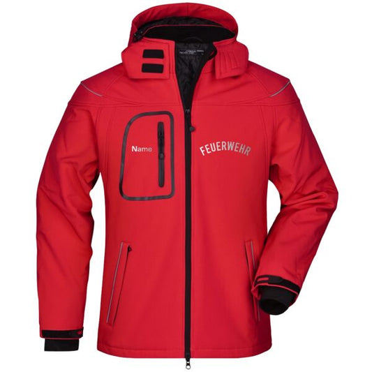 Winter Softshell Jacke | Feuerwehr gebogen Rot