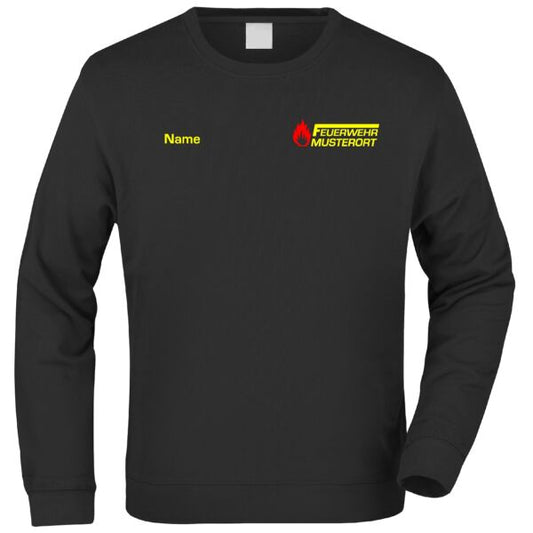 Sweatshirt | Feuerwehr F mit Balken und Flamme Schwarz