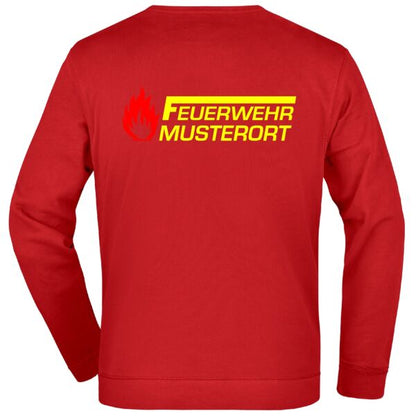 Sweatshirt | Feuerwehr F mit Balken und Flamme Rot