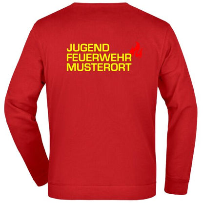 Sweatshirt | Jugendfeuerwehr mit Ortsnamen und Flamme Rot