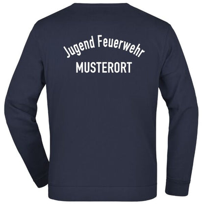 Sweatshirt | Jugendfeuerwehr im Bogen mit Ortsnamen Navy