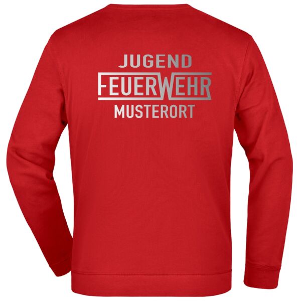 Sweatshirt | Jugendfeuerwehr mit Ortsnamen und Balken Rot