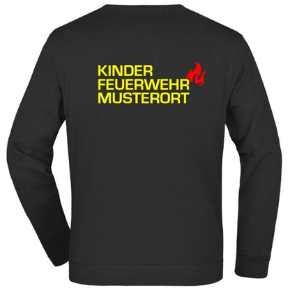 Sweatshirt | Kinderfeuerwehr mit Ortsnamen und Flamme Schwarz
