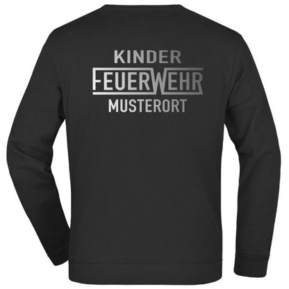 Sweatshirt | Kinderfeuerwehr mit Ortsnamen und Balken Schwarz