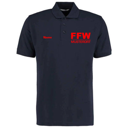 Poloshirt | Freiwillige Feuerwehr Balken mit Ortsname Basic Navy