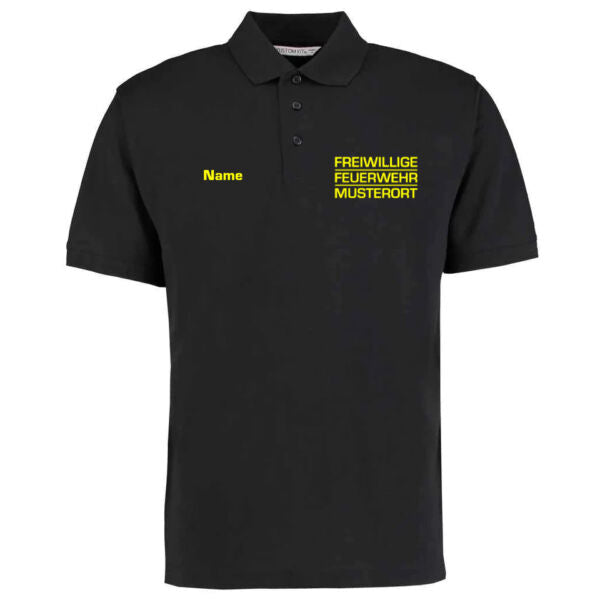 Poloshirt | Freiwillige Feuerwehr Block mit Ortsname Basic Schwarz