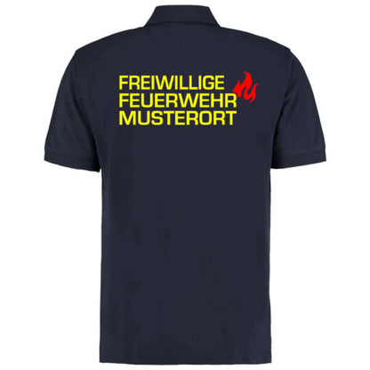 Poloshirt | Freiwillige Feuerwehr mit Ortsname und Flamme Navy