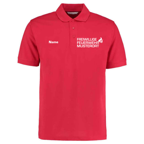 Poloshirt | Freiwillige Feuerwehr mit Ortsname und Flamme Rot