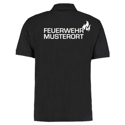 Poloshirt | Feuerwehr Ortsname mit Flamme Basic Schwarz