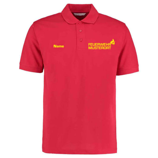 Poloshirt | Feuerwehr Ortsname mit Flamme Basic Rot