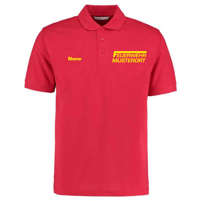 Poloshirt | Feuerwehr F Balken mit Ortsname Basic Rot