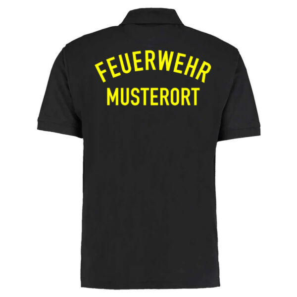 Poloshirt | Feuerwehr gebogen mit Ortsname Basic Schwarz