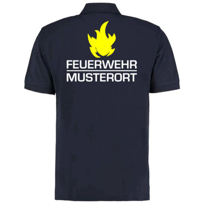 Poloshirt | Feuerwehr Balken mit Flamme & Ortsname Basic Navy