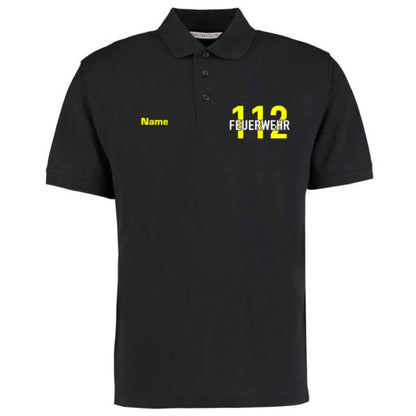 Poloshirt | Feuerwehr 112 Notruf Basic Schwarz