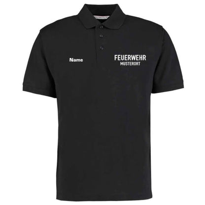 Poloshirt | Feuerwehr mit Ortsnamen Schwarz