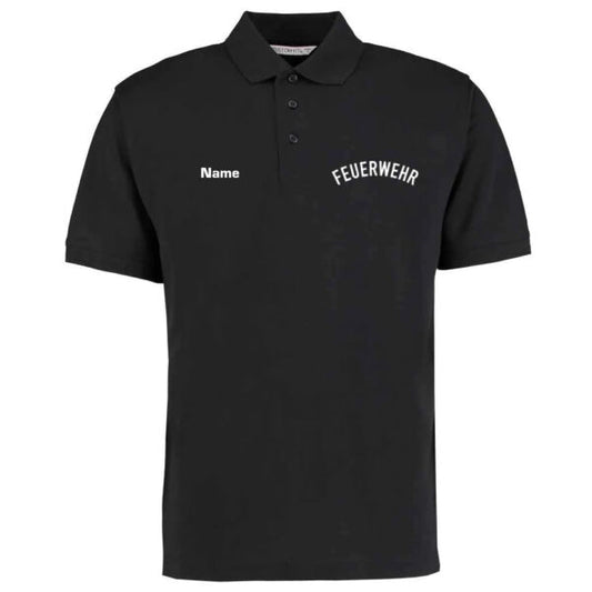 Poloshirt | Feuerwehr gebogen Schwarz