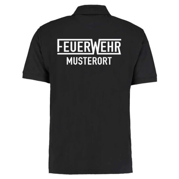 Poloshirt | Feuerwehr mit Ortsnamen und Balken Schwarz