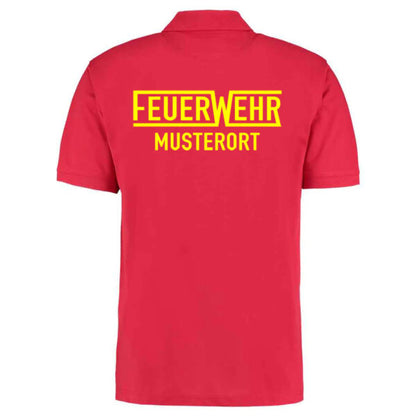 Poloshirt | Feuerwehr mit Ortsnamen und Balken Rot