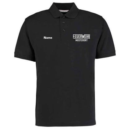 Poloshirt | Feuerwehr mit Ortsnamen und Balken Schwarz