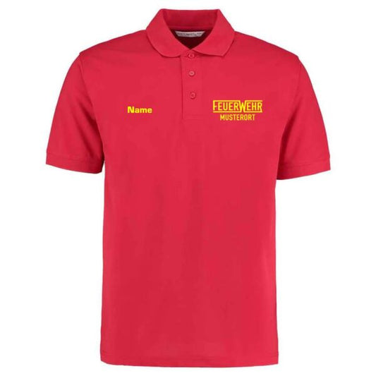 Poloshirt | Feuerwehr mit Ortsnamen und Balken Rot