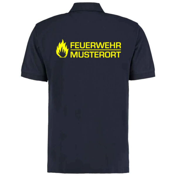 Poloshirt | Feuerwehr mit Flamme und Balken Navy