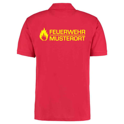 Poloshirt | Feuerwehr mit Flamme und Balken Rot