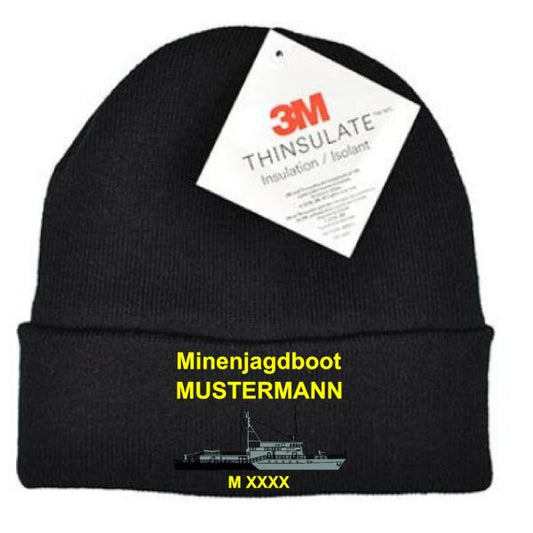 Premium Beanie Thinsulate | Deutsche Marine Minenjagdboot 332 Schwarz