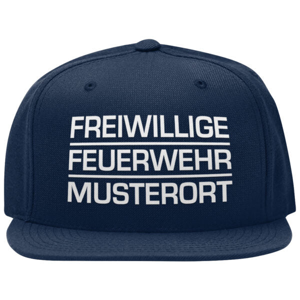 Snap Back Cap Unisex | Freiwillige Feuerwehr Block mit Ortsname Schwarz