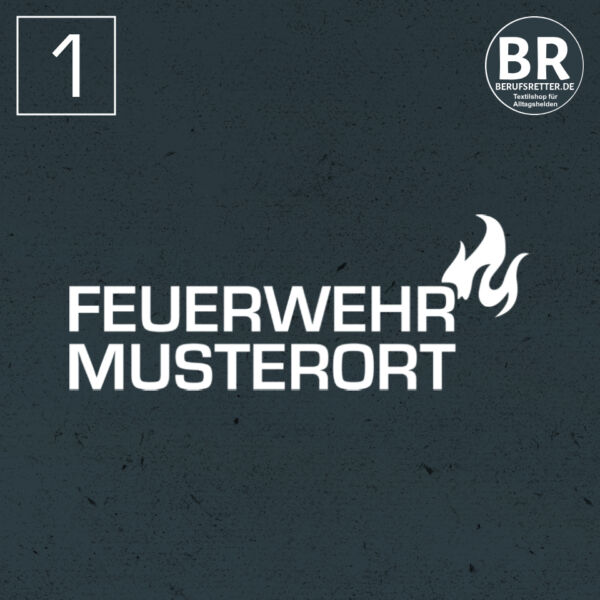 Poloshirt | Feuerwehr Ortsname mit Flamme Basic Schwarz