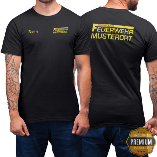 T-Shirt Männer | Freiwillige Feuerwehr mit Ortsname Premium Schwarz