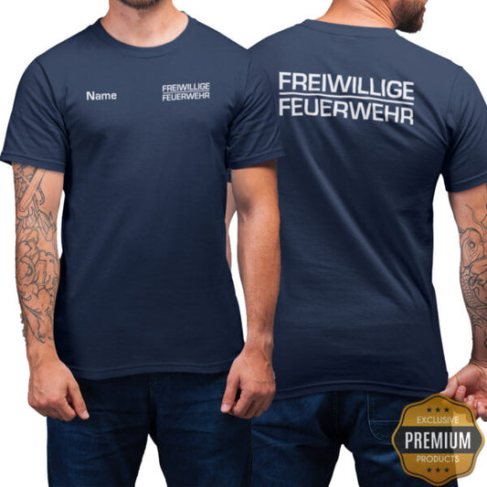 T-Shirt Männer | Freiwillige Feuerwehr Classic mit Name Premium Navy