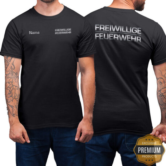 T-Shirt Männer | Freiwillige Feuerwehr Classic mit Name Premium Schwarz