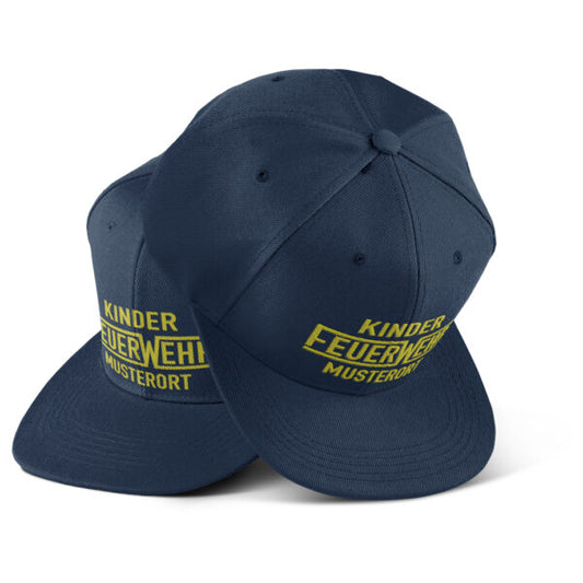 Snap Back Cap Kinder | Kinder FeuerWehr mit Ortsname Navy