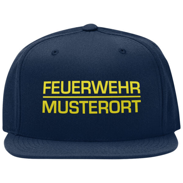 Snap Back Cap Unisex | Feuerwehr Balken mit Ortsname Schwarz