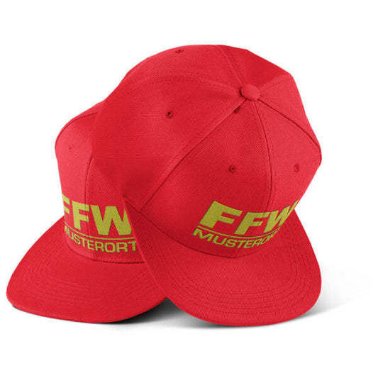 Snap Back Cap Unisex | Freiwillige Feuerwehr Balken mit Ortsname Rot