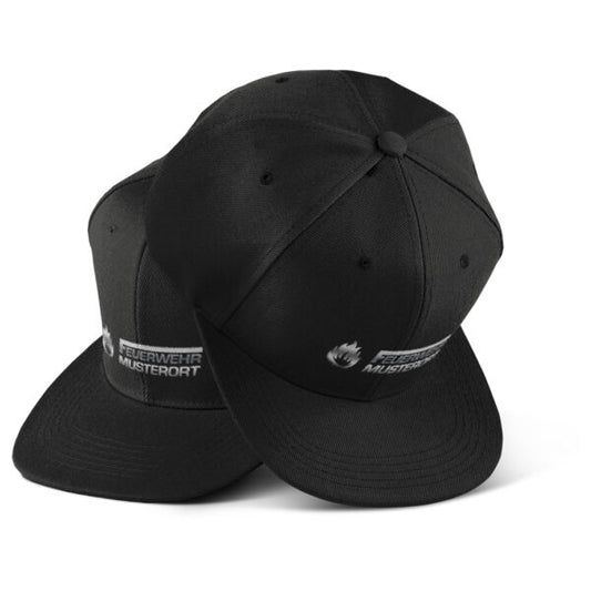 Snap Back Cap Unisex | Feuerwehr F Flamme mit Ortsname Basic Schwarz